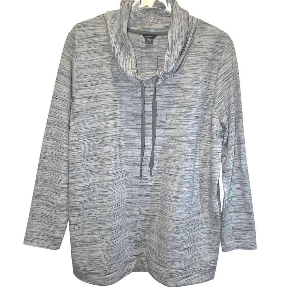 Eddie Bauer Tunic Top Pullover Cowl Neck Large Cream Heather